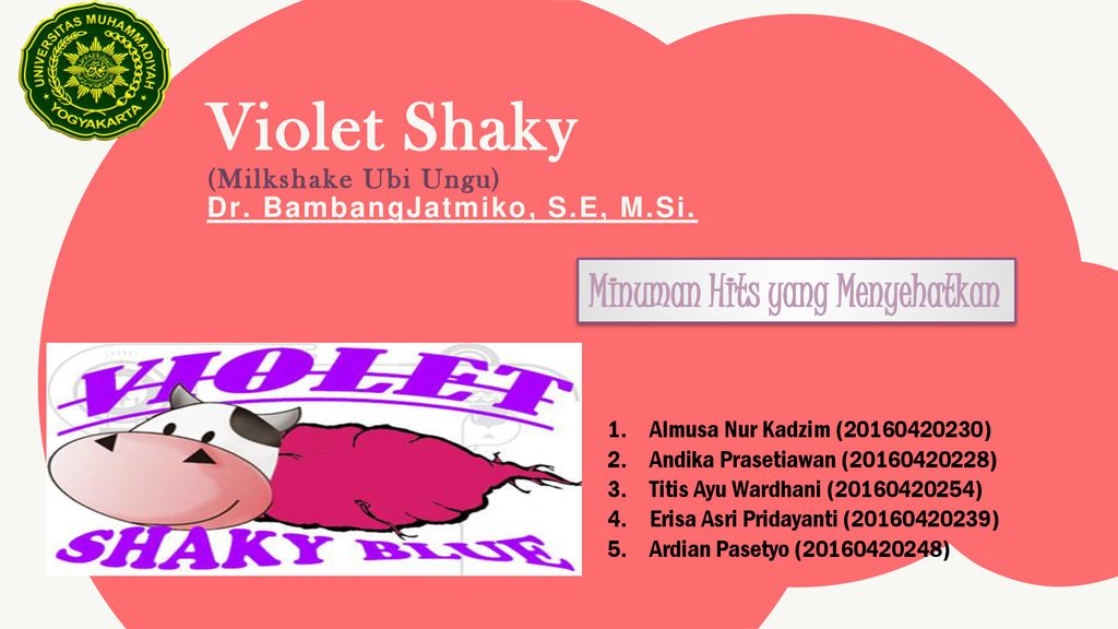 Violet Shaky Milkshake Ubi Ungu Dr BambangJatmiko S E M Si Ppt